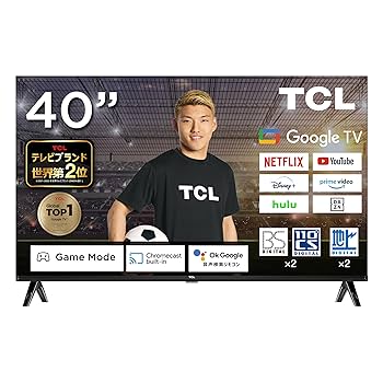 TCL 40インチ 2024年購入 GoogleTV スマートテレビ Amazon | TCL 40V型 Googleスマートテレビ 40S5405 地デジ,BS,CS